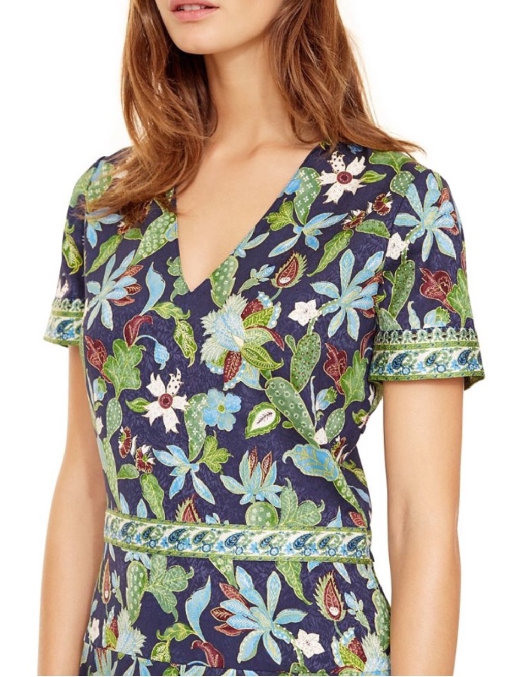 Tory Burch Garden Wisteria Floral Print Silk Dress Size 8 - Picture 4 of 8
